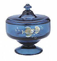 042903U - 6'' Tranquil Sea on Indigo Blue Handpainted Candy Box