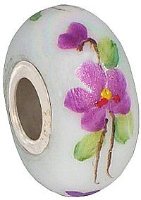 0B008AHPAA - 3/8'' dia. Glass Bead ''Violets in the Snow''